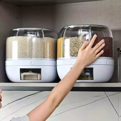 Zdjęcie produktu Obrotowy pojemnik dozownik dystrybutor na ryż kaszę płatki owsiane  9