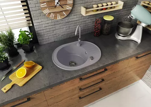 Zdjęcie produktu Zlewozmywak granitowy zlew kuchenny jednokomorowy z ociekaczem CAME szary 60 x 47 cm 9