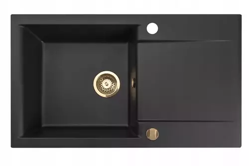 Zdjęcie produktu Zlewozmywak granitowy zlew jednokomorowy z ociekaczem Estein 86 czarny metalik 86 x 50 cm 7