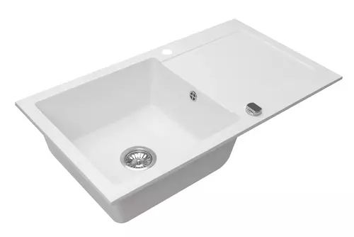 Zdjęcie produktu Zlewozmywak granitowy zlew jednokomorowy z ociekaczem Cordeo XL biały 90 x 50 cm 2