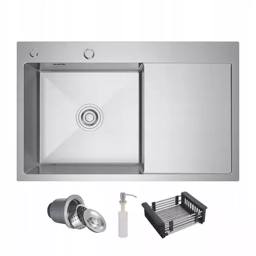 Zdjęcie produktu Zlewozmywak stalowy IRMA inox 78 x 49 cm ZESTAW + dozownik + ociekarka 4