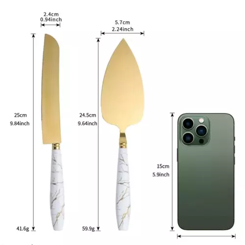 Zdjęcie produktu Zestaw Nóż i łopatka szpatułka złota do serwowania ciasta tortu  7