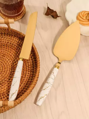 Zdjęcie produktu Zestaw Nóż i łopatka szpatułka złota do serwowania ciasta tortu  4