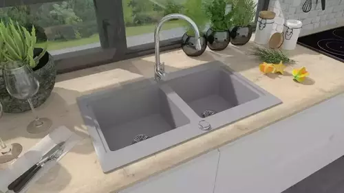 Zdjęcie produktu Zlewozmywak granitowy zlew dwukomorowy NUBIRU 20 szary 79,5 x 45,5 cm 5