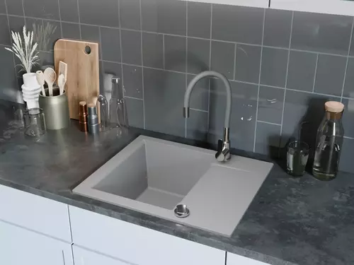 Zdjęcie produktu Zlewozmywak granitowy zlew jednokomorowy z ociekaczem ESTEIN 59 szary 59 x 50 cm 5