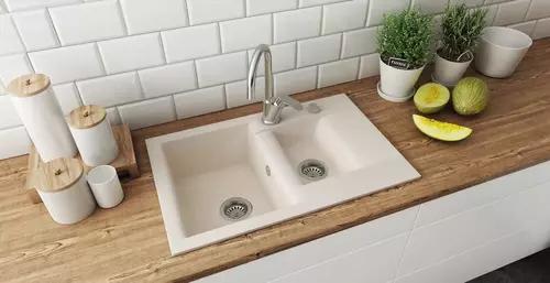 Zdjęcie produktu Zlewozmywak granitowy zlew kuchenny półtorakomorowy ESTEIN 1,5K beżowy 78 x 50 cm 5