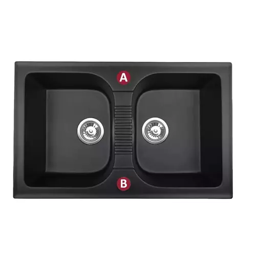 Zdjęcie produktu Zlewozmywak granitowy zlew dwukomorowy ELIOS 20 czarny metalik 78 x 49cm 5