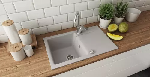Zdjęcie produktu Zlewozmywak granitowy zlew kuchenny jednokomorowy z ociekaczem ESTEIN 1KO szary 78 x 50 cm 8