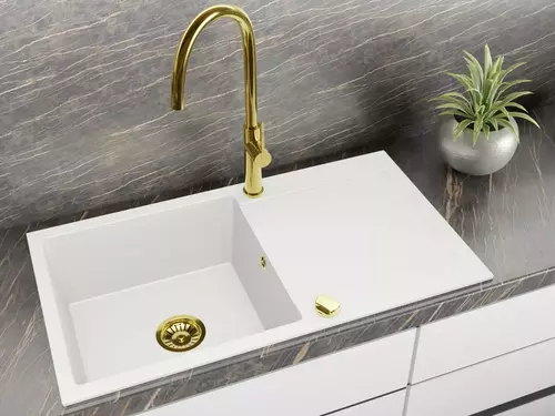 Zdjęcie produktu Zlewozmywak granitowy zlew jednokomorowy z ociekaczem Cordeo XL biały 90 x 50 cm 8