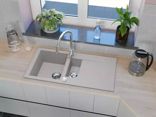 Zdjęcie produktu Zlewozmywak granitowy zlew półtorakomorowy ESTEIN 98 szary 98 x 50 cm 7