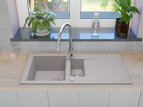 Zdjęcie produktu Zlewozmywak granitowy zlew półtorakomorowy ESTEIN 98 szary 98 x 50 cm 8