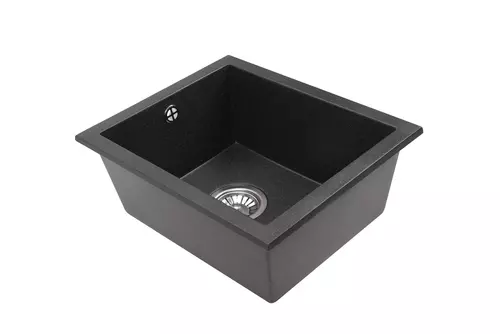Zdjęcie produktu Zlewozmywak granitowy zlew kuchenny jednokomorowy podwieszany JUNIT 38 czarny metalik 37,5 x 45,5 cm 3
