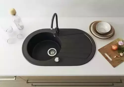 Zdjęcie produktu Zlewozmywak granitowy zlew kuchenny jednokomorowy z ociekaczem WERBENA 20 czarny nakrapiany 78 x 46,5 cm 7