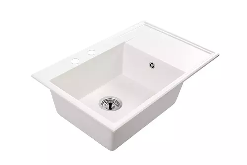 Zdjęcie produktu Zlewozmywak granitowy zlew kuchenny jednokomorowy z ociekaczem FELICJA 79L biały 79 x 50 cm 2