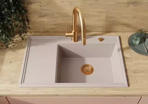 Zdjęcie produktu Zlewozmywak granitowy zlew kuchenny jednokomorowy z ociekaczem FELICJA 79P beżowy 79x50 cm 8