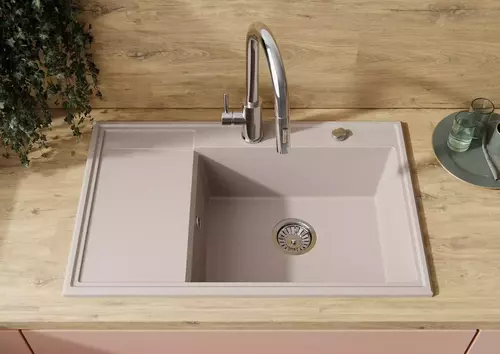 Zdjęcie produktu Zlewozmywak granitowy zlew kuchenny jednokomorowy z ociekaczem FELICJA 79P beżowy 79x50 cm 11